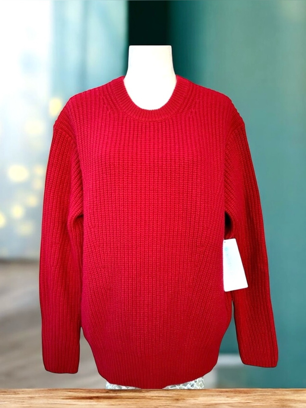 🆕 Athleta Cocoon Red Wool Relaxed Fit Sweater Women